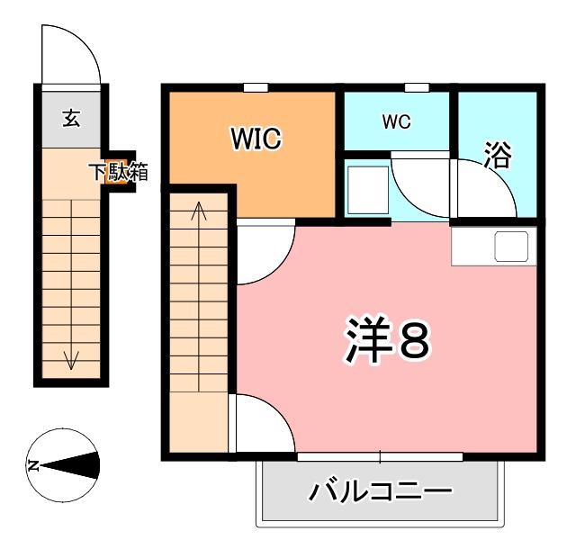 パルク大国(ワンルーム/2階)の間取り写真