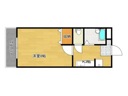 ウイング川内(1K/3階)の間取り写真