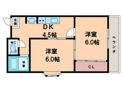 パラッツォF(2DK/3階)の間取り写真