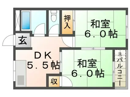 千里七尾マンション(2DK/5階)の間取り写真