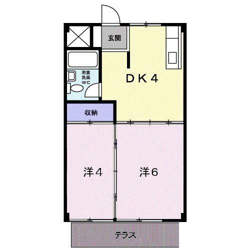 エレガンス葵(2K/1階)の間取り写真
