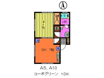 ファミリーコーポグリーンA(1DK/2階)の間取り写真