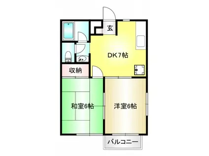 コーポセントヴァレイB棟(2DK/2階)の間取り写真