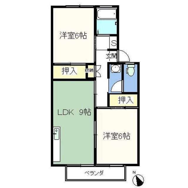 サンビレッジ知立A棟(2DK/2階)の間取り写真