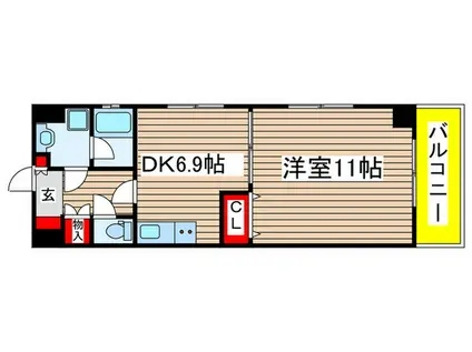 パールコートIII(1DK/7階)の間取り写真