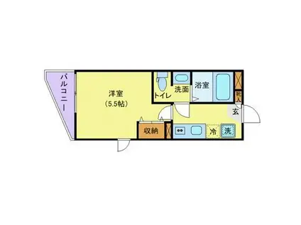 ルッシェロ稲毛(1K/2階)の間取り写真