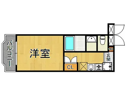 アッシュ宝塚(ワンルーム/1階)の間取り写真