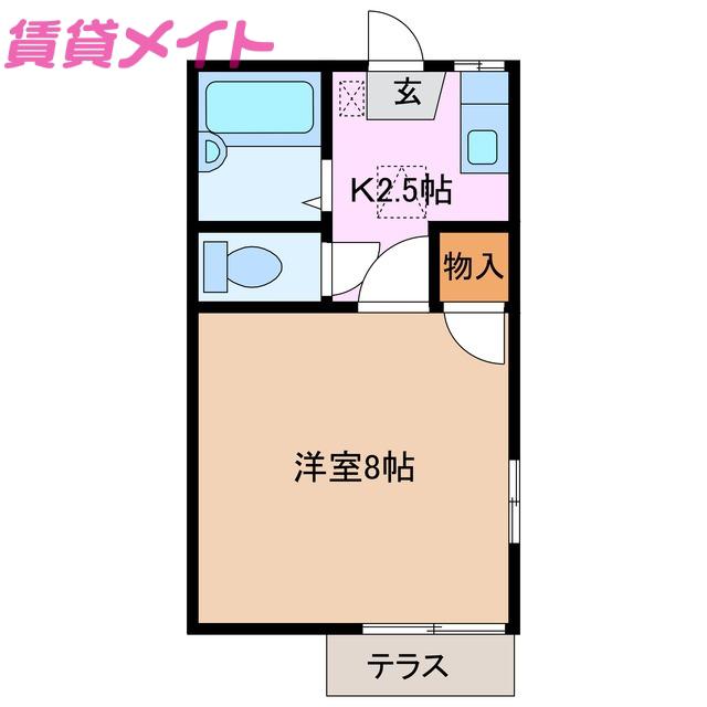 シャルム曙(1K/1階)の間取り写真