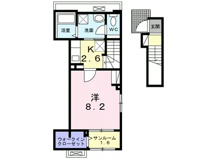 BOSCATO L I 1KS(1K/2階)の間取り写真