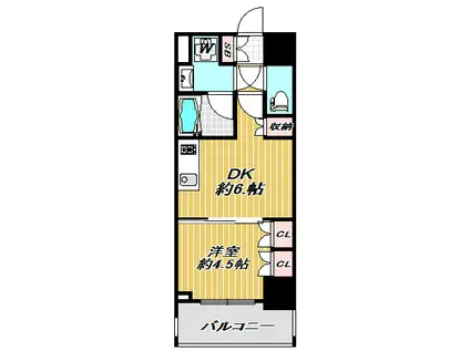 ヒューリック荏原(1DK/13階)の間取り写真