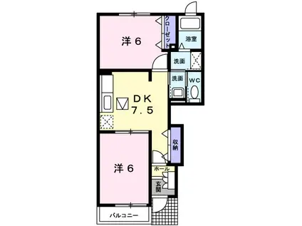 サンビレッジ里岸II棟(2DK/1階)の間取り写真
