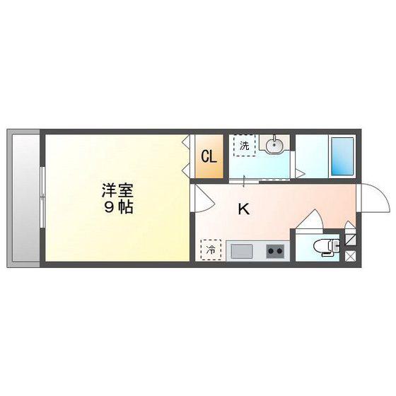 アーバンテラス東岡山II(1K/1階)の間取り写真
