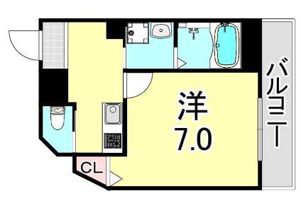クレアドル須磨II(1K/3階)の間取り写真