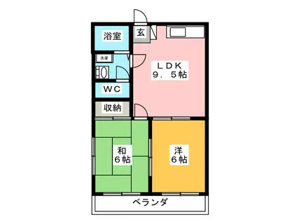 メゾン ツボイ A棟(2DK/1階)の間取り写真