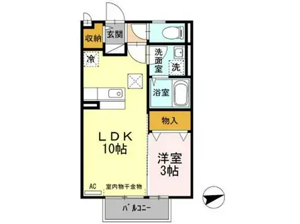 クレールレセンテA棟(1LDK/1階)の間取り写真