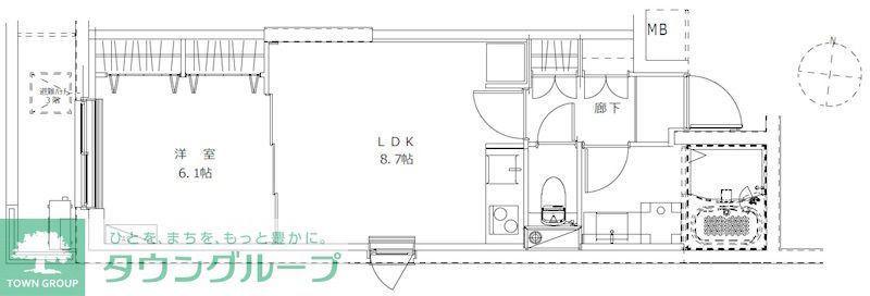 ジェノヴィア蕨(1LDK/3階)の間取り写真