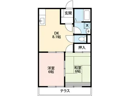 ドエルマルシェA棟(2DK/1階)の間取り写真