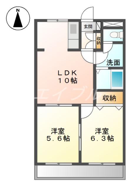 アメニティーハイツ2(2LDK/1階)の間取り写真