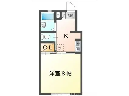 ミューズイン西方(1K/2階)の間取り写真