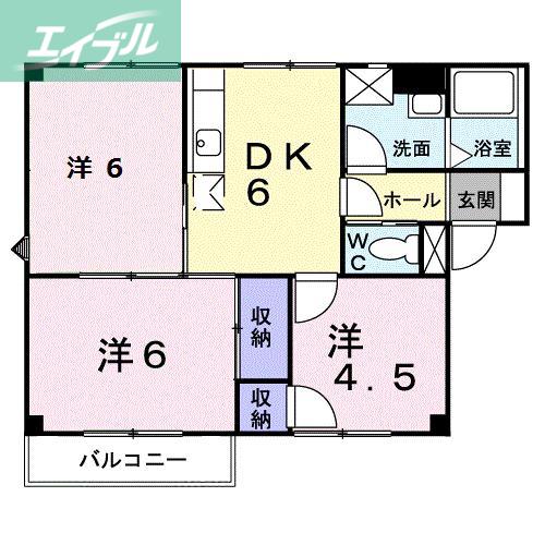 サンオークはしもと(3DK/2階)の間取り写真