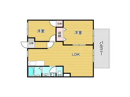 カームモリ(2LDK/2階)の間取り写真