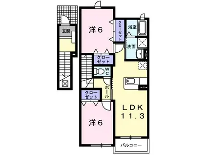 キャトル・セゾンI(2LDK/2階)の間取り写真