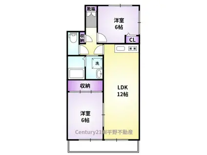 グリーンライフ長門石A(2LDK/1階)の間取り写真