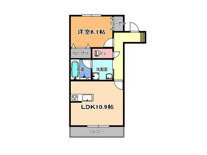M.グラード(1LDK/2階)の間取り写真