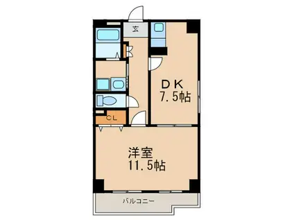 オアシス新栄(1DK/4階)の間取り写真