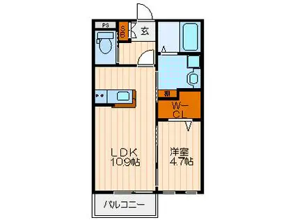 アザレア(1LDK/2階)の間取り写真