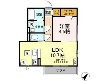 サニーサイドリバーー和泉4丁目-(1LDK/1階)の間取り写真