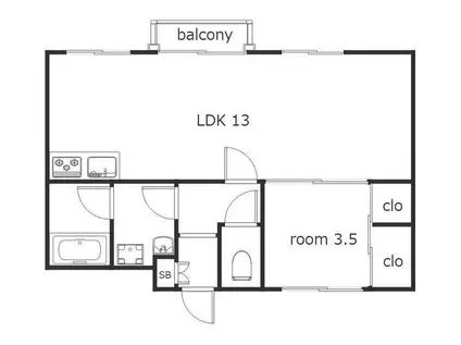 ロイヤルコーポ(1LDK/4階)の間取り写真