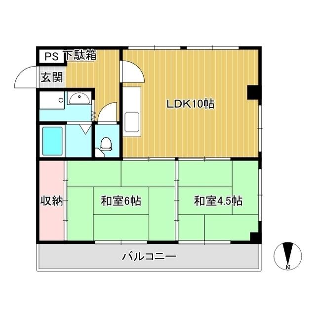 カレント国分寺A(2LDK/3階)の間取り写真