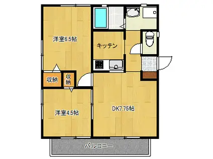 ヴィラ エトワールB(2LDK/2階)の間取り写真