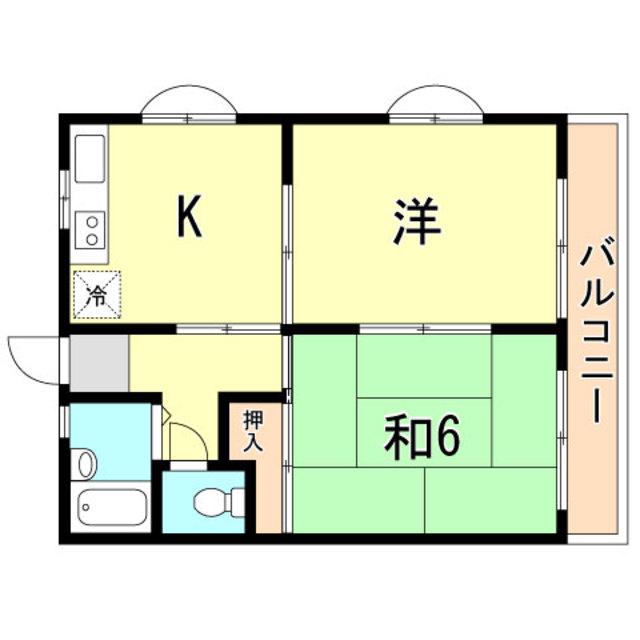 フラワーハイツ(2DK/2階)の間取り写真