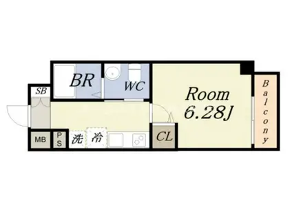METROSA弁天町(1K/4階)の間取り写真