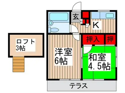ジュネパレス松戸45(2K/1階)の間取り写真