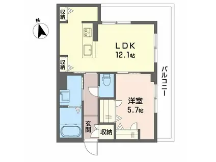 ベレオ昭和通(1LDK/2階)の間取り写真