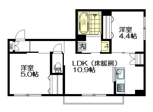 ステラート阿佐ヶ谷(2LDK/2階)の間取り写真
