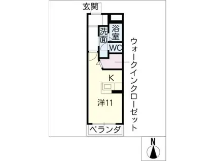 ルピナス春田(ワンルーム/1階)の間取り写真