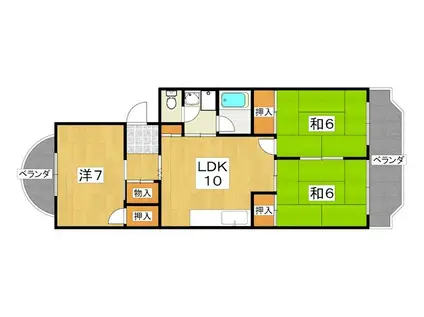 グリーンヒル香里園(3LDK/2階)の間取り写真