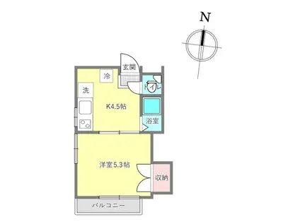 サンライズハイツ(1K/2階)の間取り写真