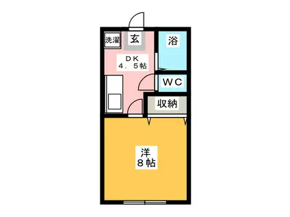 リュエルA(1DK/1階)の間取り写真