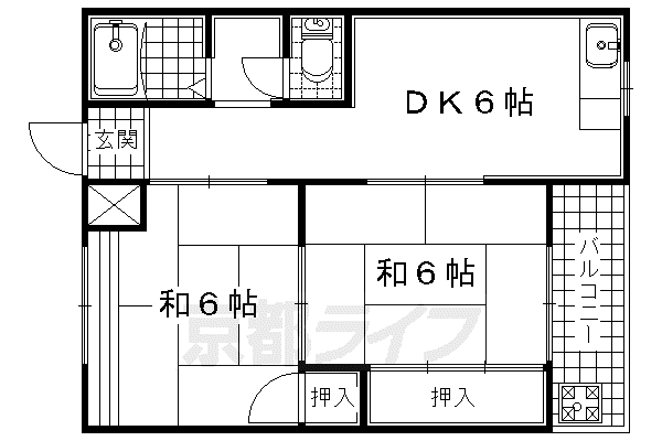 サンハイム笹野(2DK/2階)の間取り写真