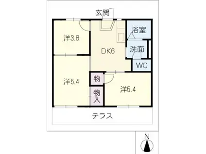 サンハイツ宮根台A棟(3DK/1階)の間取り写真
