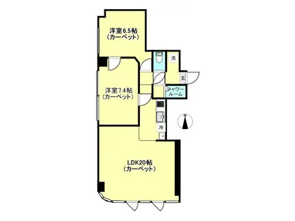 クロガネビル(2LDK/2階)の間取り写真