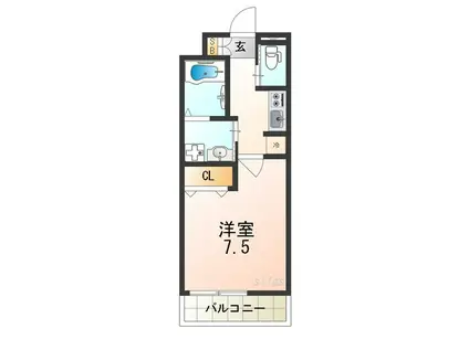 H-MAISON歌島橋III(1K/2階)の間取り写真