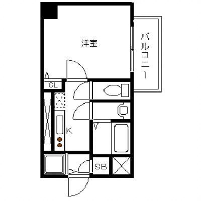 サムティ東難波ECLAT(1K/11階)の間取り写真