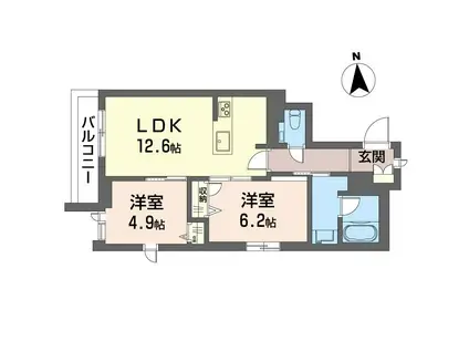 クレールミキ荻窪(2LDK/3階)の間取り写真