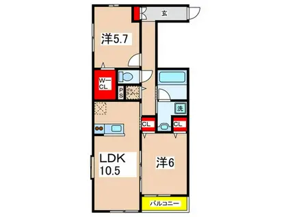 グランドソレイユ(2LDK/3階)の間取り写真